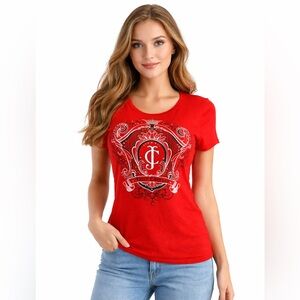 Juicy Couture Red Graphic Crest Tee Short Sleeve Women’s T-Shirt